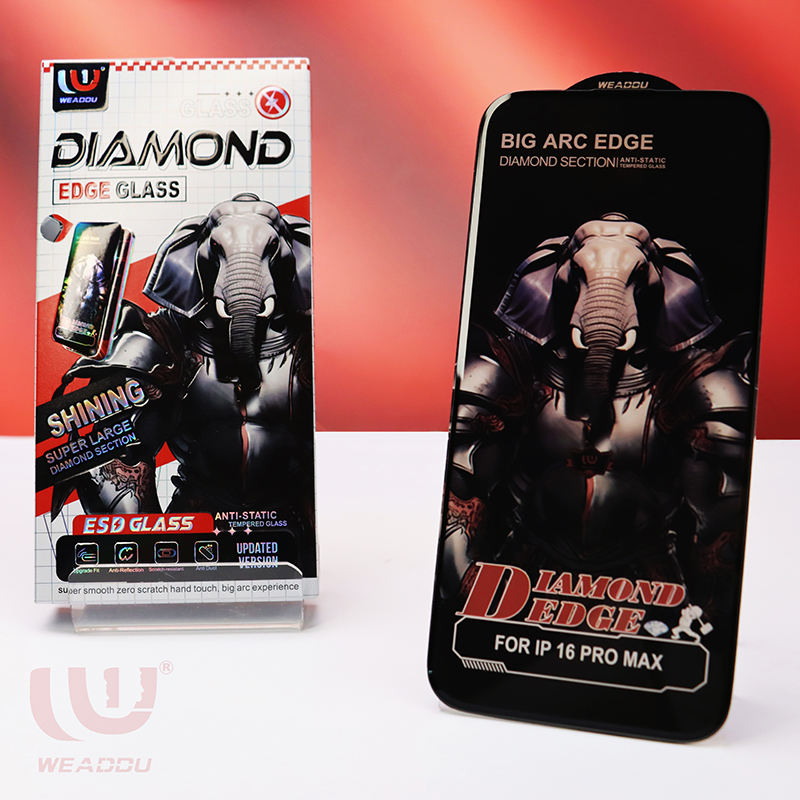 Diamond Big Arc Edge Phone Screen Protector For Iphone 15 16 17 Pro Max Tempered Glass Screen Protector - Buy Iphone 17 Pro Scre