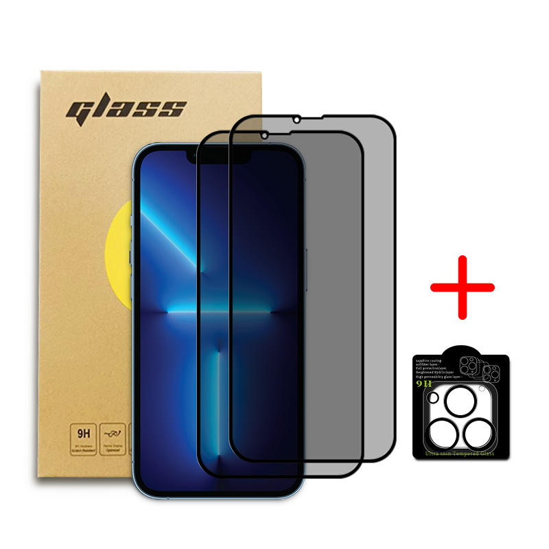 2 Pack Anti Spy Privacy Anti-peeping Tempered Glass Screen Protector With Camera Screen Protector Glass For Iphone 11 12 13 - Bu