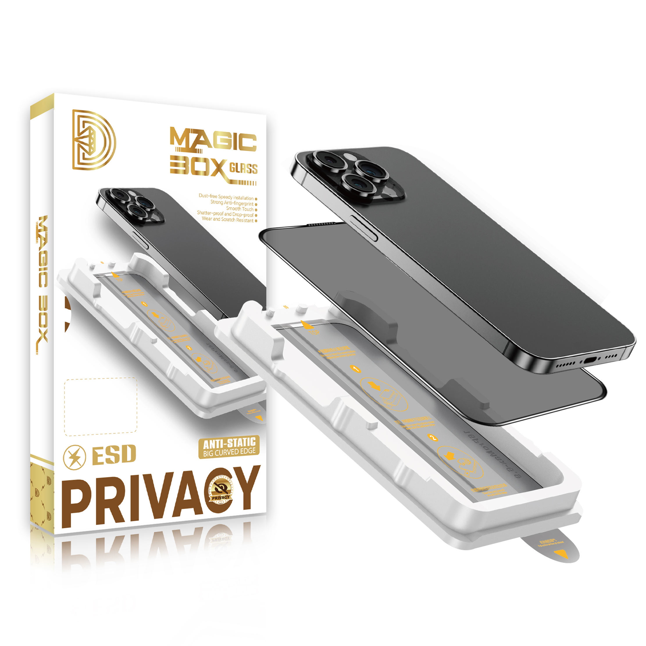 Hot Sale Dust Removal Magic Box Screen Protector For Iphone 15 16 17 Pro Max Tempered Glass Private Protection For Iphone - Buy