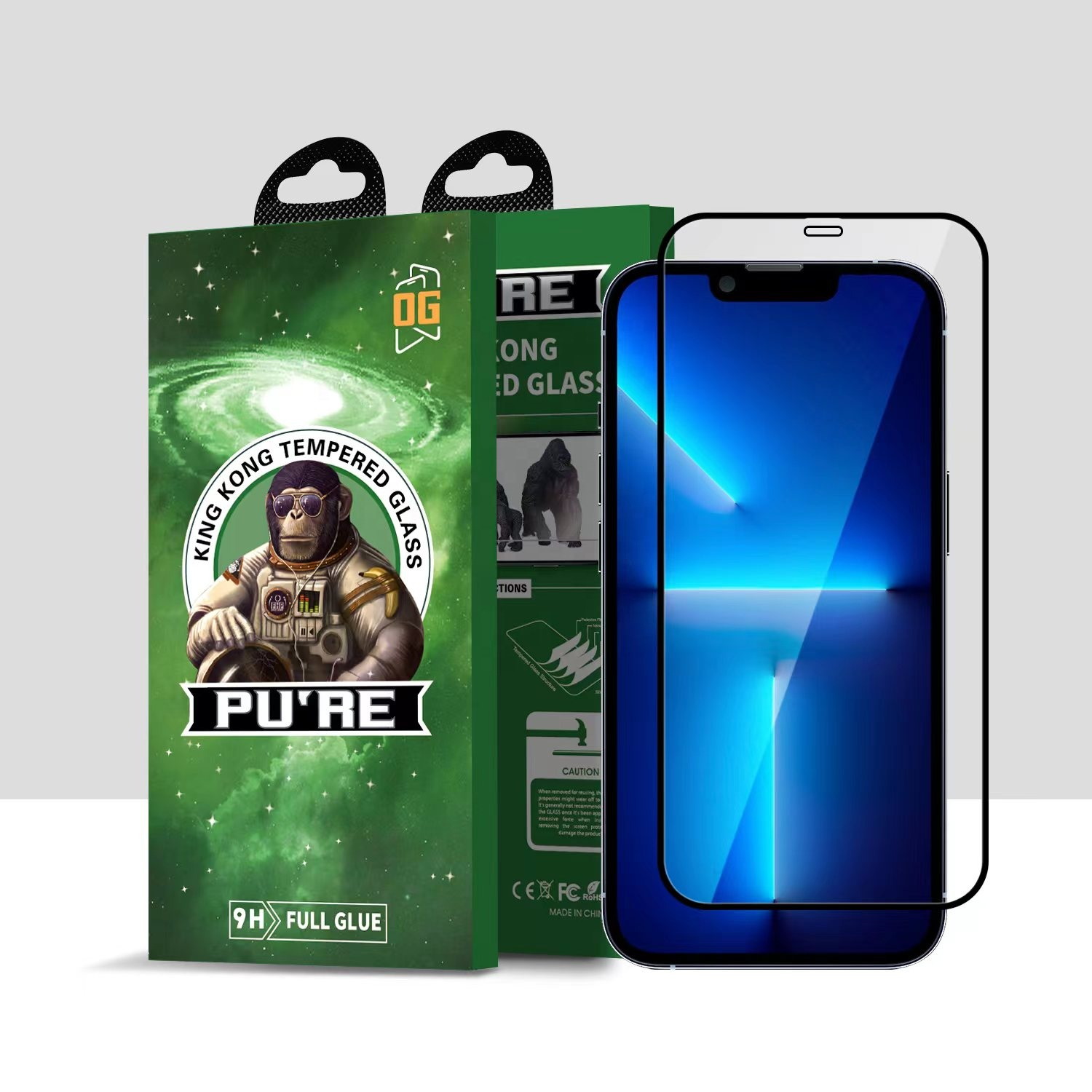 Pu're King Kong Og Glass 9h 3d For Iphone 14 Pro Max Screen Protector 6.7 Inches Premium Tempered Glass 0.33mm Easy To Install -