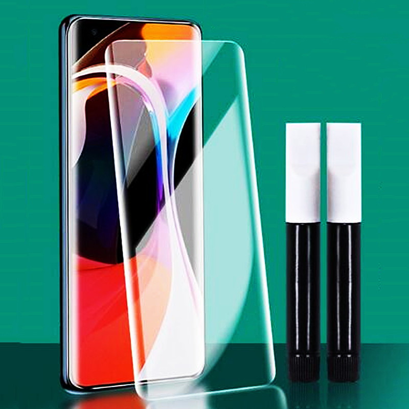 Uv Curve Tempered Glass Finger Print Work Led Uv Gluescreen Protector For Samsung S23 Ultra Redmi Note 14 Pro + Infinix Tecno -