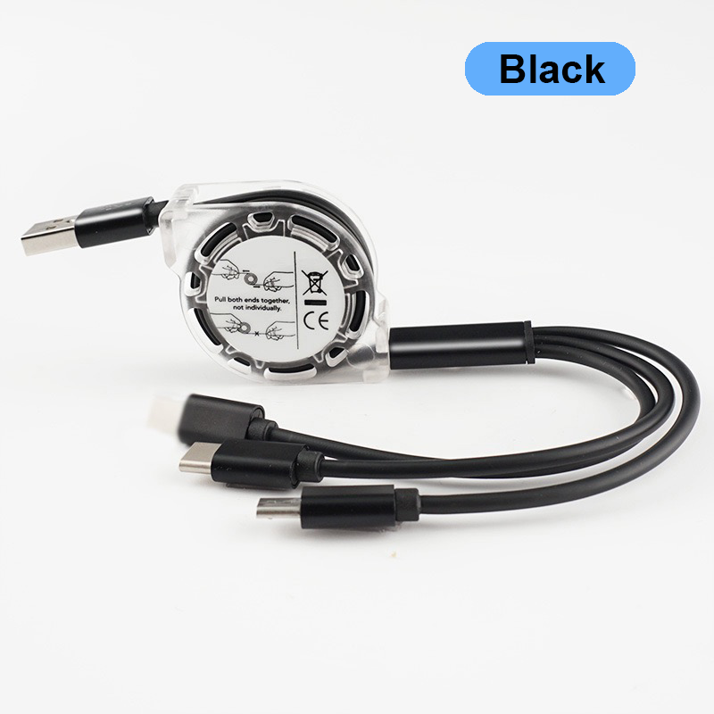 WS--3-in-1 Retractable Portable Usb Cable With 3a Fast Charging 1m Length For Iphone & Android Devices - Buy 3a Fast Charging Da