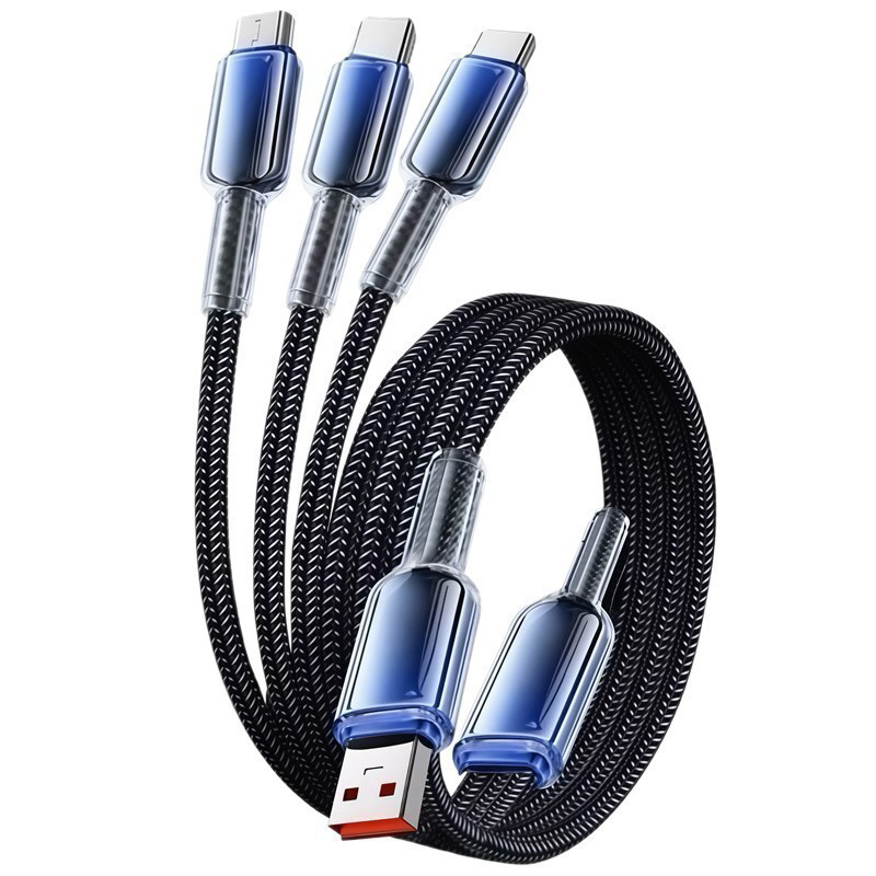 WS--Ice Crystal 3 In 1 120w Super Fast Charging Data Cable Is Suitable For Apple_type-c_android Mobile Phones - Buy 3 In 1 Super