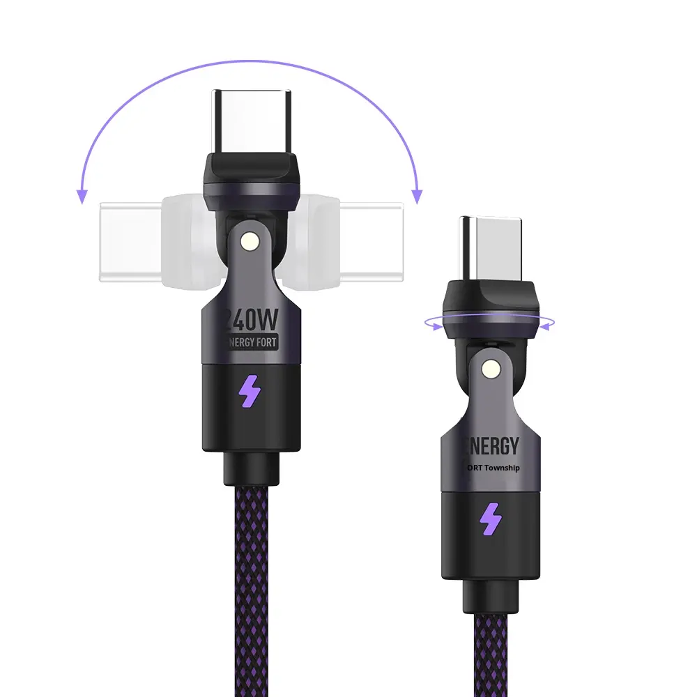 Guolu--240w Dual-c Magnetic Rotating Type-c Charging Cable For Honor 540 Nylon Braid Weaving Material Fast Charging Data Cable -
