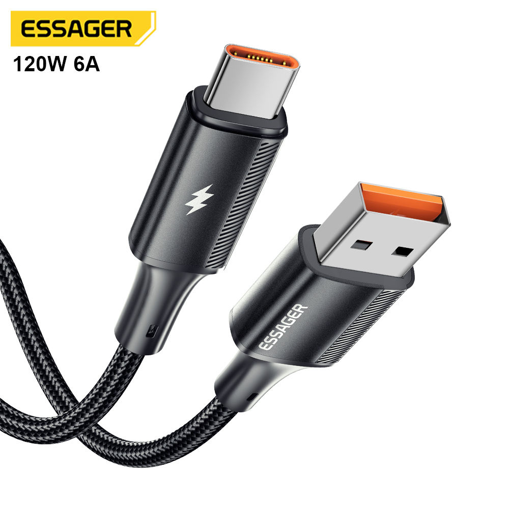 Essager Es-x45 Braided 1m 2m Usb A To C 6a 120w Data Type C Super Fast Charging Cable For Xiaomi Redmi - Buy Cable Telephone 120