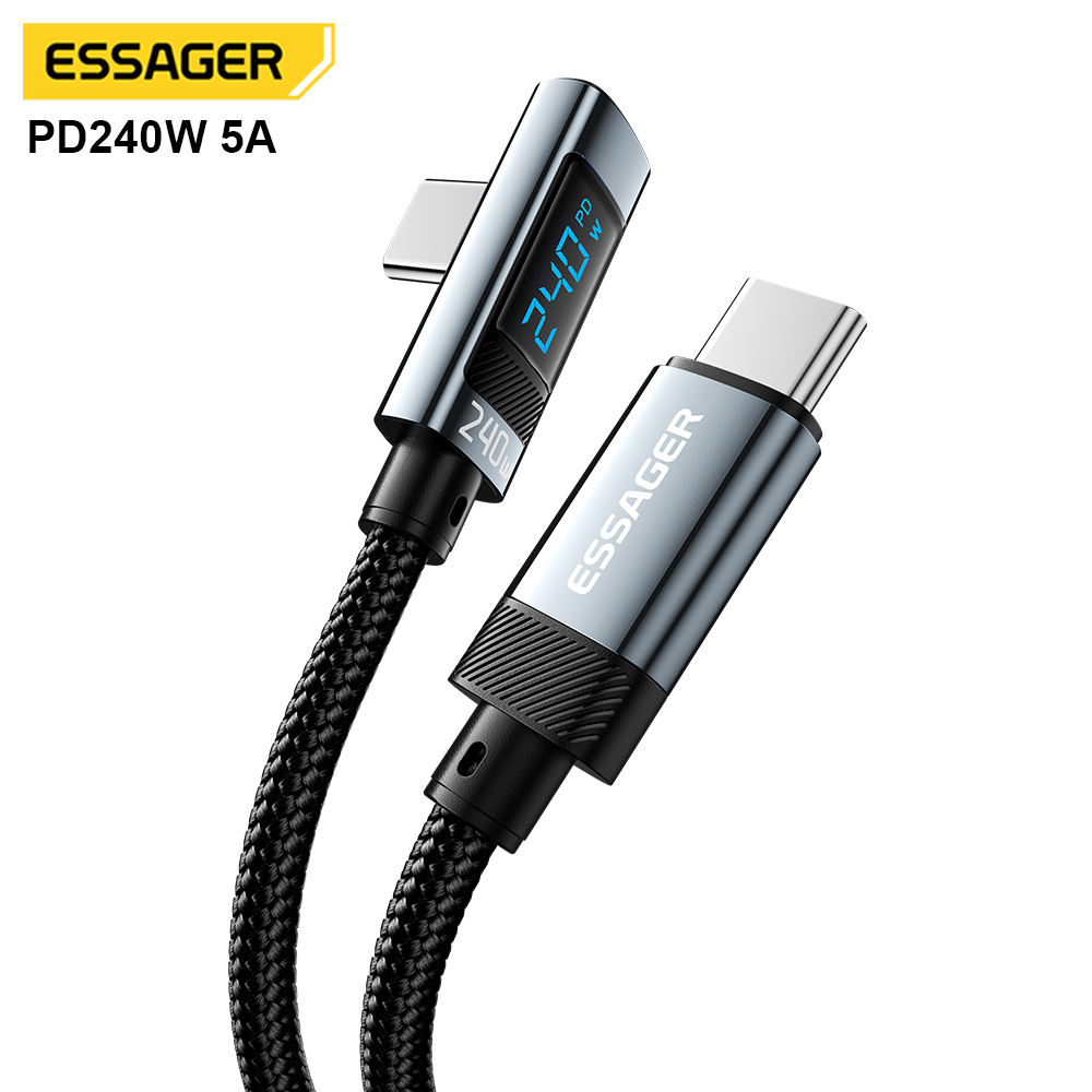 Essager Es-x47 1m 2m Elbaw 90 Degree Laptop Phone 5a Pd 240w Usbc To Usbc Fast Charging Type C Data Cable For Iphone - Buy 240w