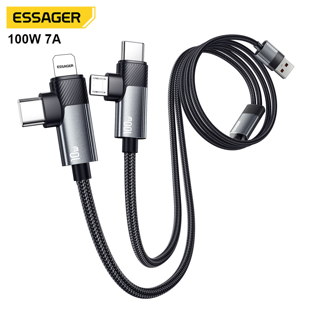 Essager Es-x59 Usb To Type C Micro Super Fast Charge 7a Pd 100w 4-in-1 Charging Cable For Iphone Samsung Vivo Oppo - Buy 4 In 1