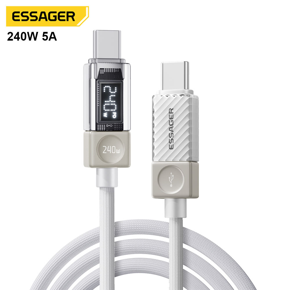 Essager Es-x76 1m 2m Pd3.1 240w Mobile Phone Charger 240 Watt Type C Cable Fast Charging With Box For Iphone - Buy Usbc To Usbc