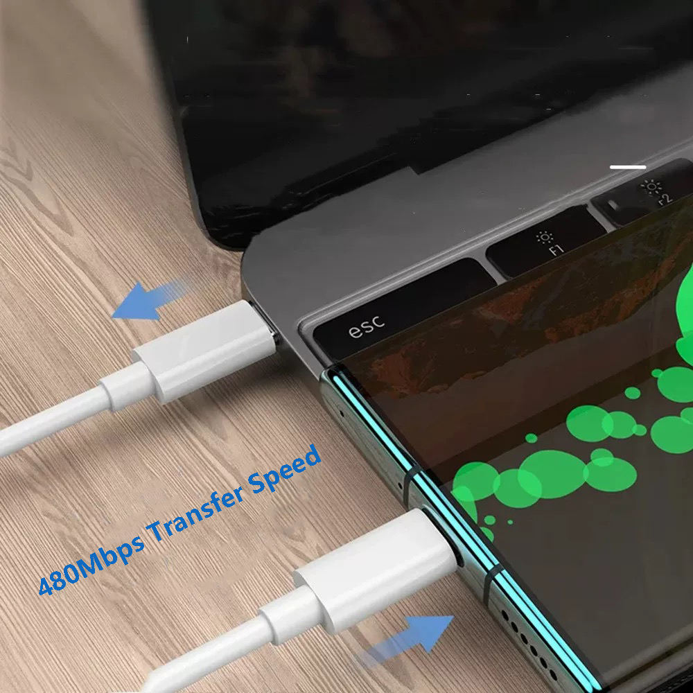 HXT--Pd 60w 1m Mobile Phone Usb Data Cable Type C Fast Charging Type-c To Type- C Cables For Smart Devices White Charging Cable