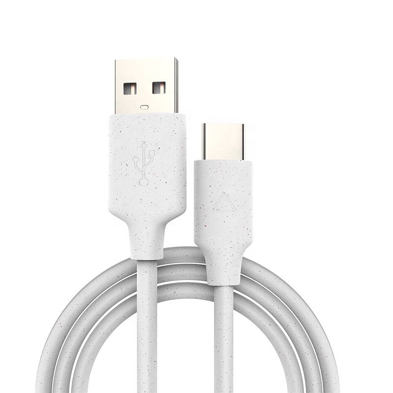 HXT--Wholesale Wheat Straw Degradable Usb-a To Type-c 2.0 Fast Charging Cable With Pure Copper Conductor Braid Shielding For Com