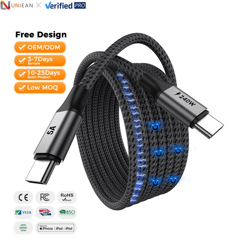 UNIEAN--Uniean Factory Pro Magnetic Charging Data Cable Magnetic 2.0 Usb C Cable 100w Type C Cable Fast Charging For Iphone To A