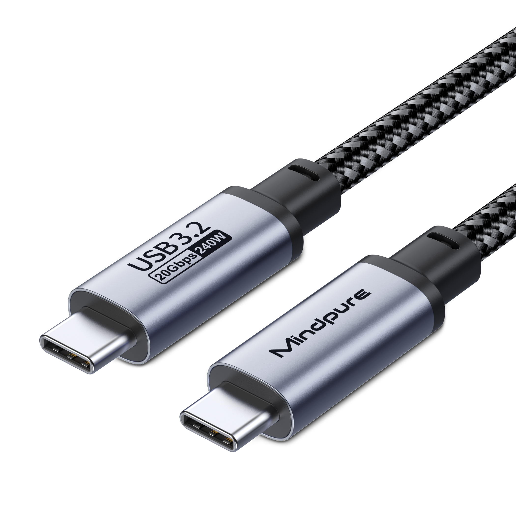 Mindpure--Mindpure 5a 20gbps Usb 3.2 Gen2 Pd Type-c Type-c Cable Nylon Braided Jacket Thunderbolt 3 Fast Charging For Ios_androi
