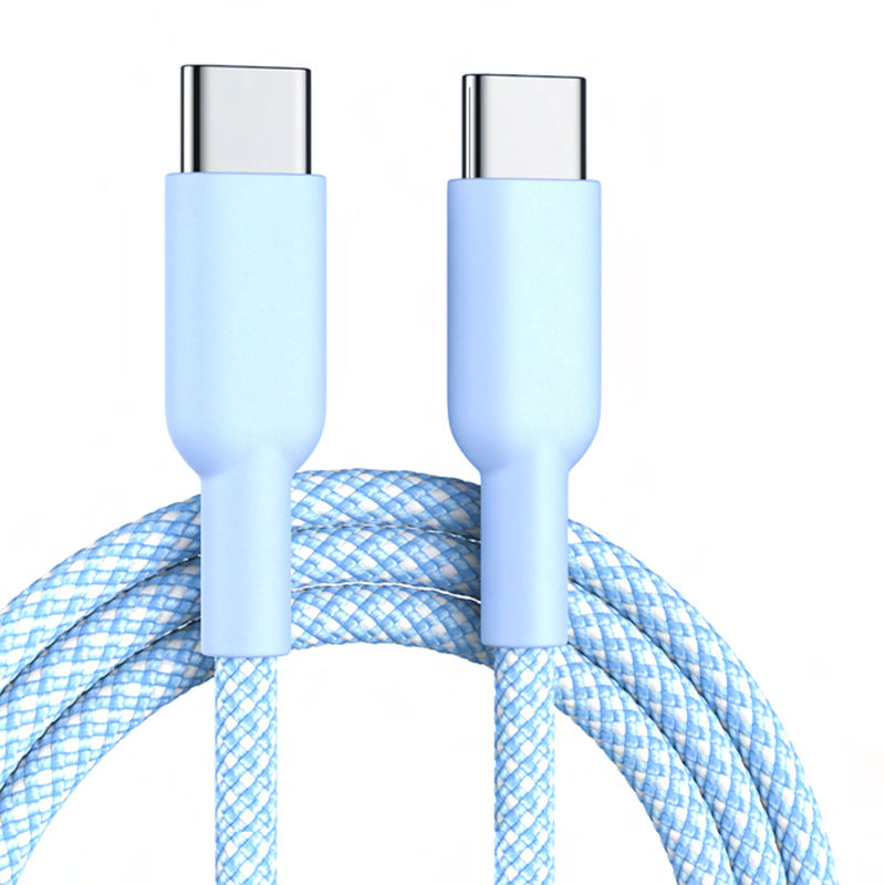 HAI CHUAN ELECTRONIC--Oem 1m 2m 3m Blue Nylon Braided Pd 3a 60w Fast Charging Usb Type-c To Type-c Mobile Phone Data Cable For I