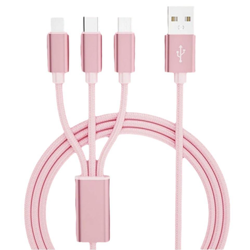 HAI CHUAN ELECTRONIC--One To Three Weaving Fast Charging Data Cable Compatible With Iphone For For For Android Phones 3.2m - Buy
