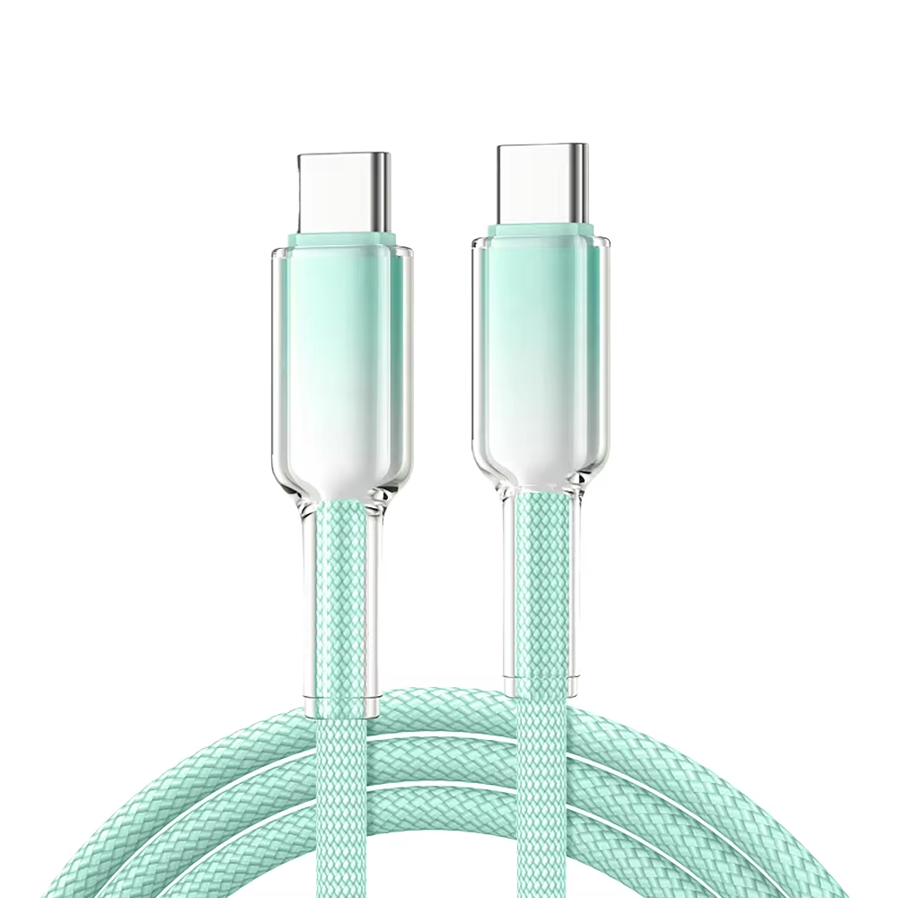 HAI CHUAN ELECTRONIC--Transparent Shell Nylon 60w Type C Fast Charging Cord Data Transfer Braided Charge Cables For Apple For Xi