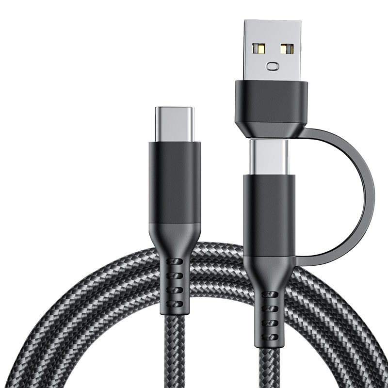 HAI CHUAN ELECTRONIC--Wholesale 2 In 1 Nylon Braided Type C Fast Charger 60w Usb C To Usb C Cable For Fast Charging Of Mobile Ph