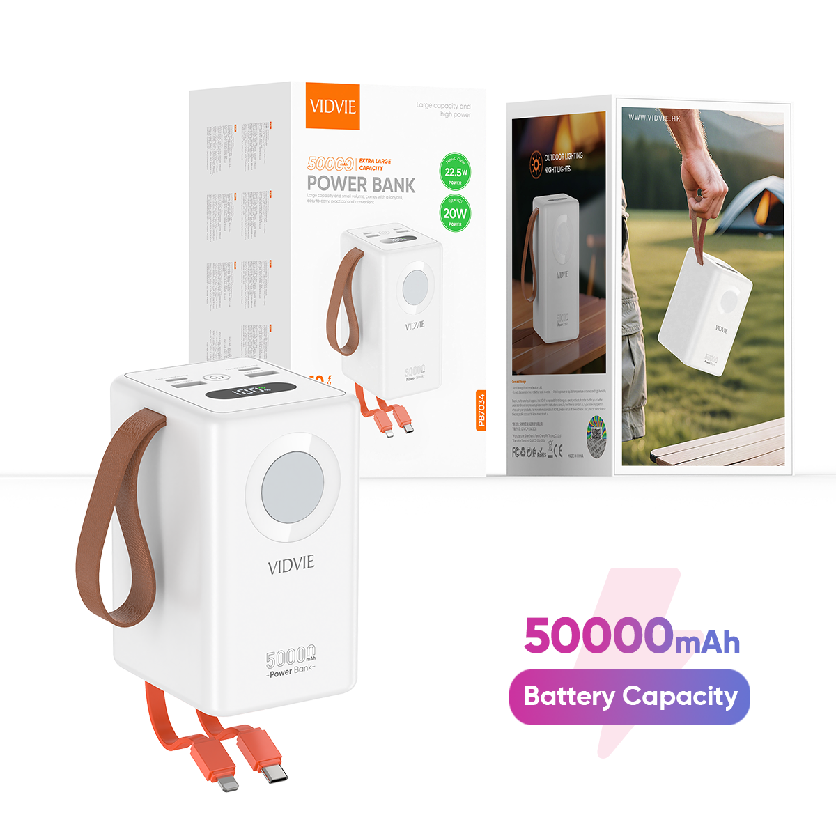 VIDVIE PB7034 Portable Travel Small 50000mAh Powerbank