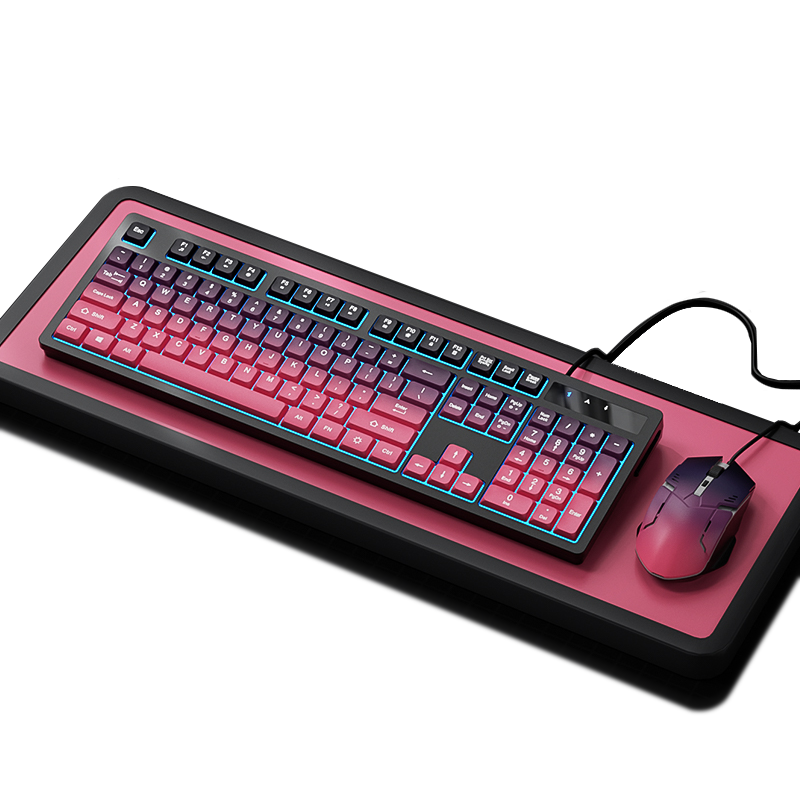 Full-Size Gradient Color Gaming Keyboard and Mouse Set Membrane Game Keyboard for Office & Gaming