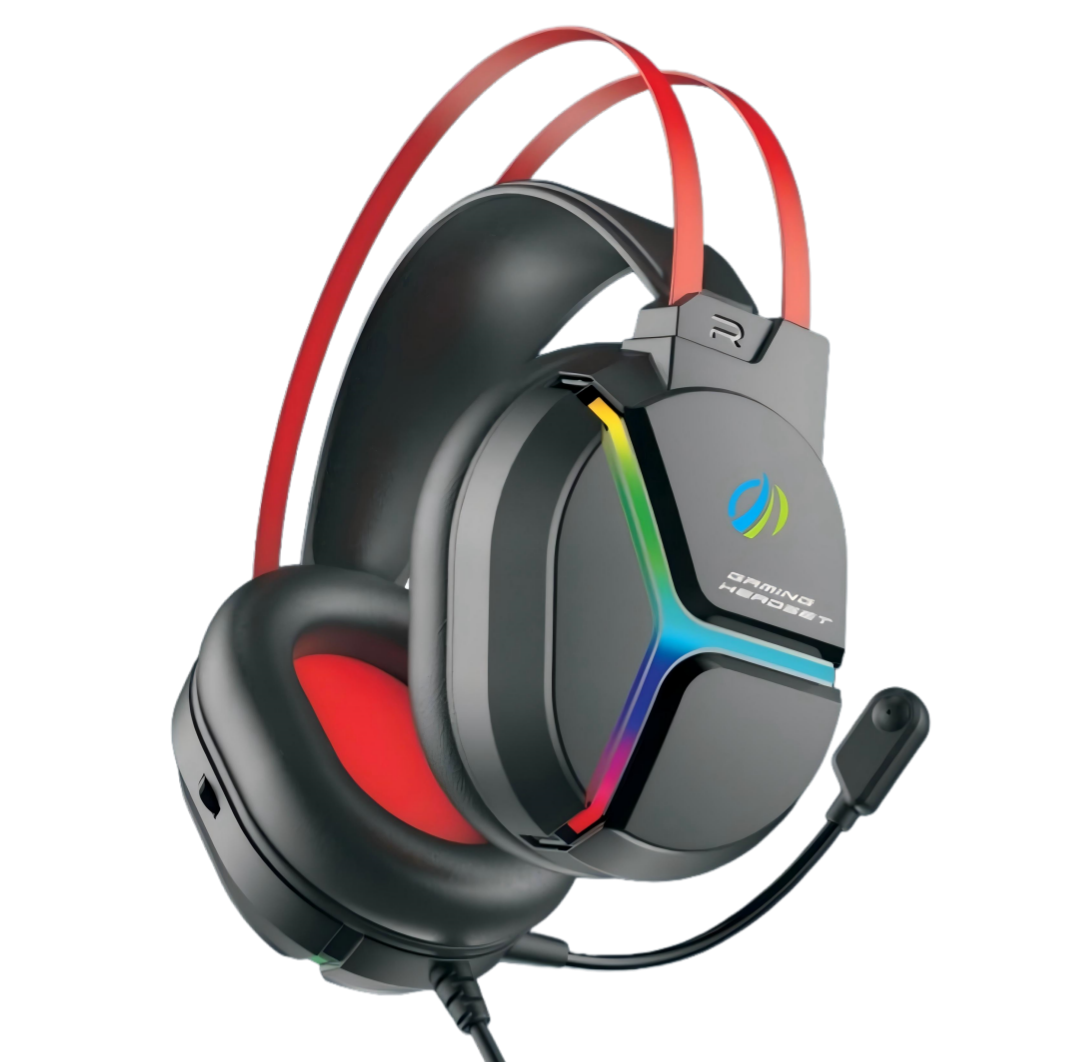 WEICHEN 2025 Latest RGB Infinity Abyss Mirror Light Wired Gaming Headset with Leather Dynamic Principle Vocalism for Gamers