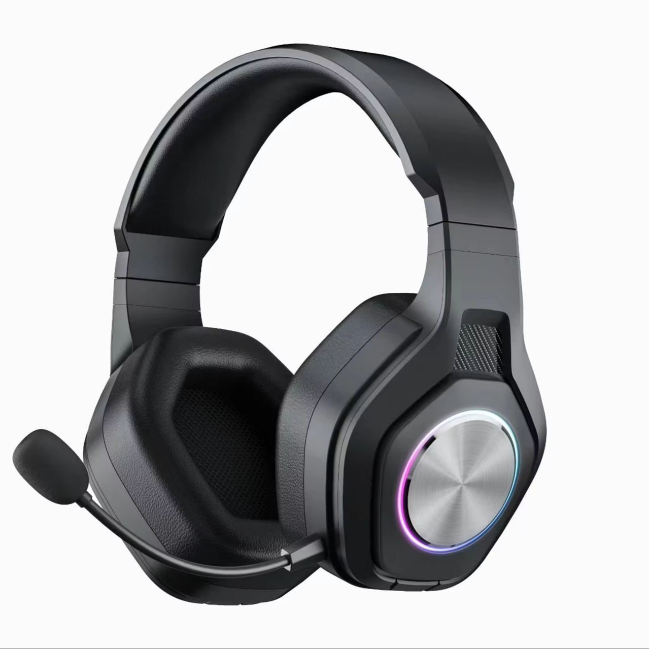 WEICHEN Portable Wireless RGB Gaming Headphones Foldable HiFi Stereo Sound Quality Leather Microphone for Sports and Travel
