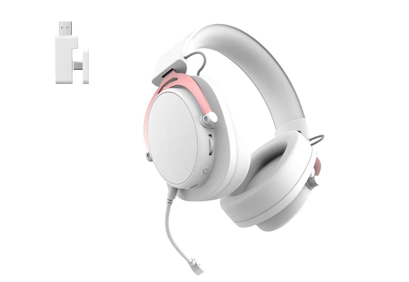 WEICHEN Cute 2.4GHz Wireless Gaming Headphone Multipurpose BT Headset with Mic for Female Gamers Made of Leather