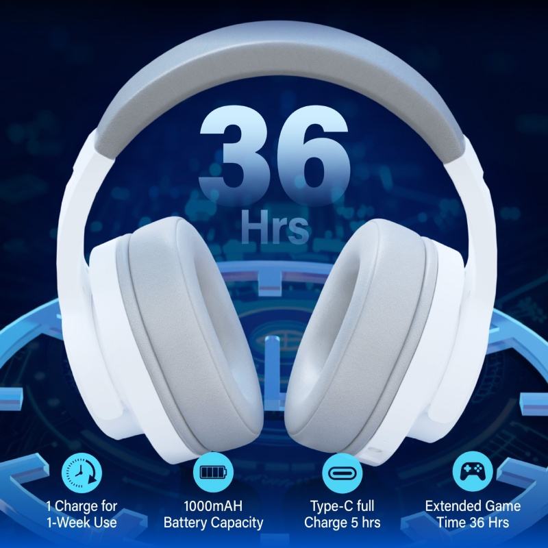HOEXI 2.4G Wireless Earphone With Microphone Gaming BT5.4 Trp-mod for PS5 Headphone RGB Stereo Headset for PC Xboxes