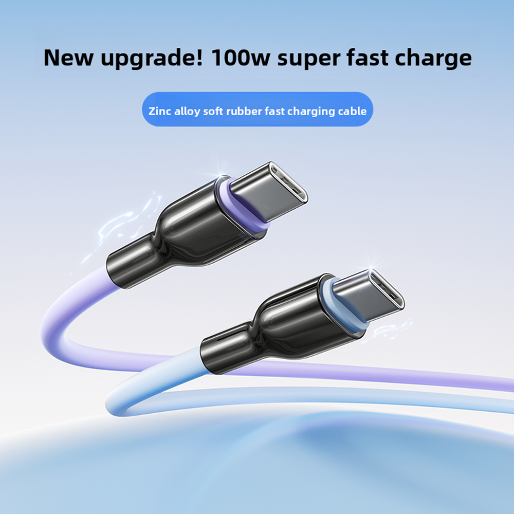 100W USB C to USB C Cable 5A Soft Silicone USB C Charger Cable for IOS & Android Phones Tablets
