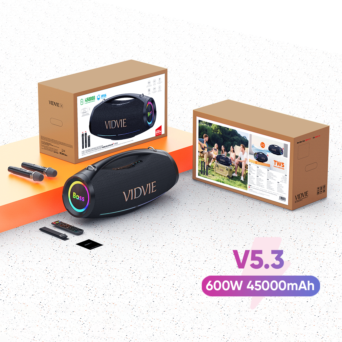 VIDVIE XL-SP929 600W Boombox Outdoor Portable Speaker