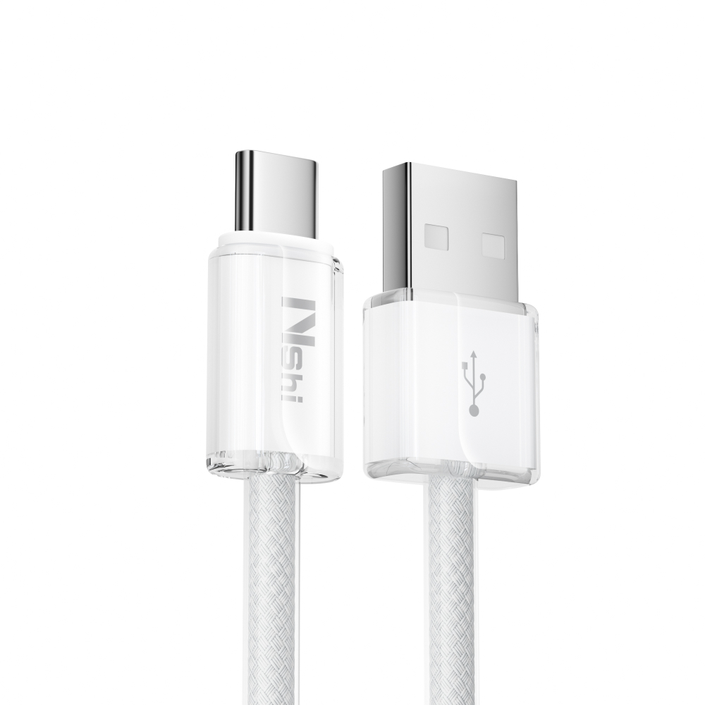 100W USB A to USB C White Transparent Fast Charging Cable USB C Fast Charger Cord Compatible with Android