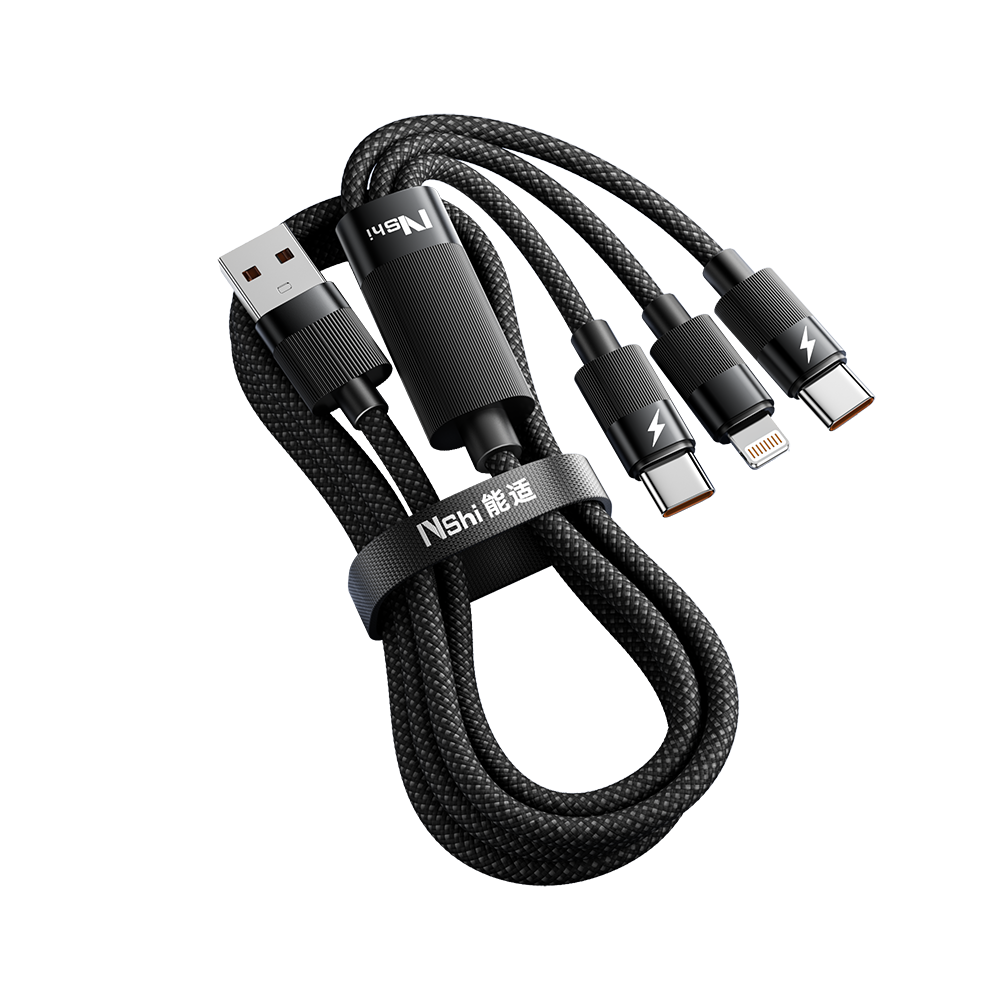 3 in 1 Nylon Braided Cable USB Charging Cable Multi Phone Charger Cord with Type C Micro L USB Connectors for Cell Phones