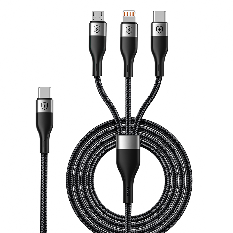 3 in 1 Multiple Charger Cord Universal USB C Multi Charging Cable with Type-C/Micro USB and IP Port