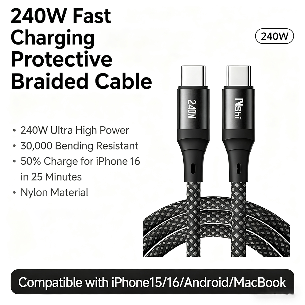 USB C to USB C Cable Type C Charger Cord 240W Fast Charging for iPhone 17 Series, MacBook, and More