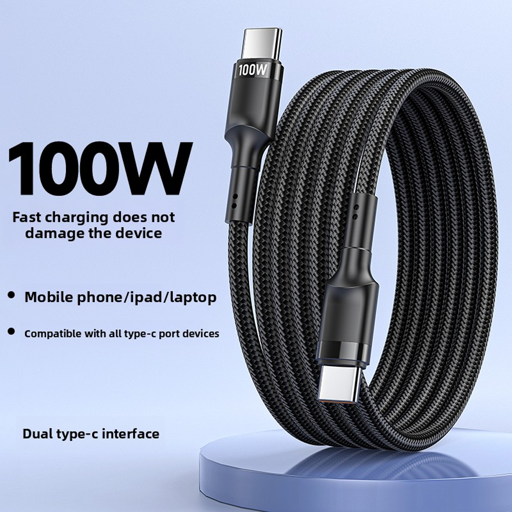 100W USB C to USB C Fast Charging Cable Braided C to C Charger Cord Data Cable for IPhone Android