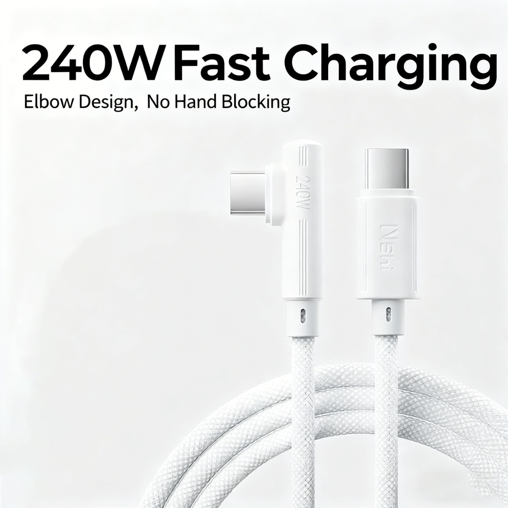 240W USB C to USB C Cable Right Angle C to C Fast Charging Type C Cable for iPhone 16 15 Pro Max Plus,MacBook Air/Pro,iPad Pro