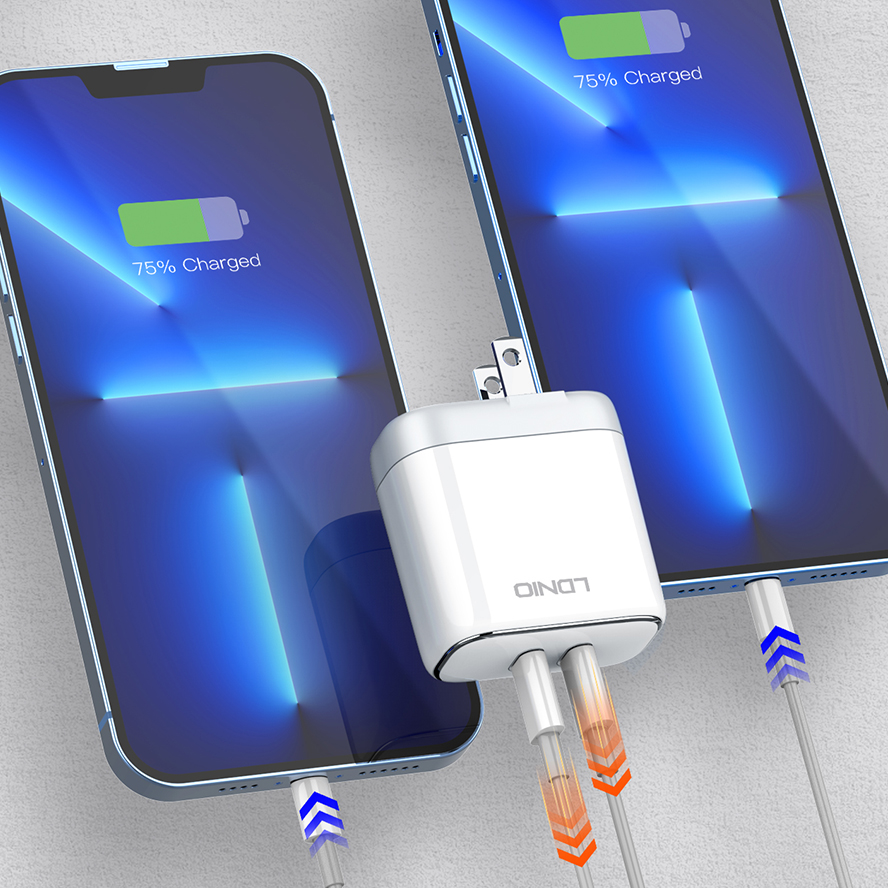 LDNIO--Charger--A2528M	"Apple Official Certification MFi Dual USB-C Port 35W Power Adapter With USB-C to Lightning Made for iPho