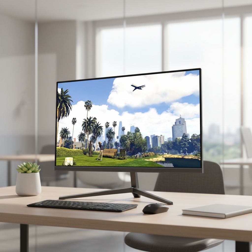 INYUDA New Source Factory 24Inch IPS HD Gaming Monitor with 144Hz Resolution and DP Interface Desktop Speakers LCD Screen