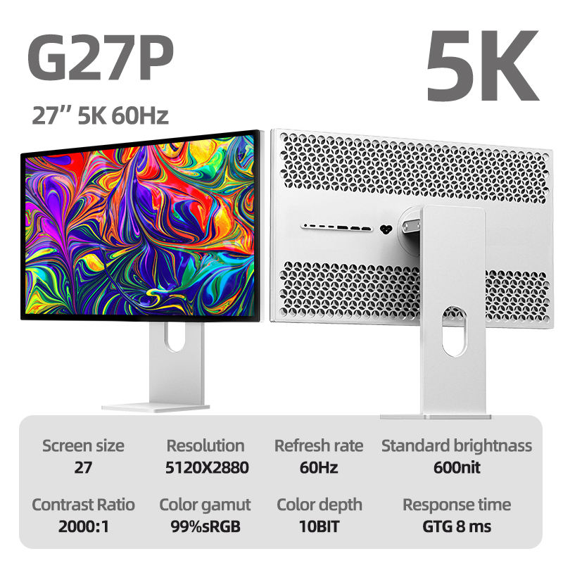 KUYCON G27P Anti-Blue Light 27 Inch 5k Monitor All-aluminum Alloy Body Monitor Screen Display with Bracket