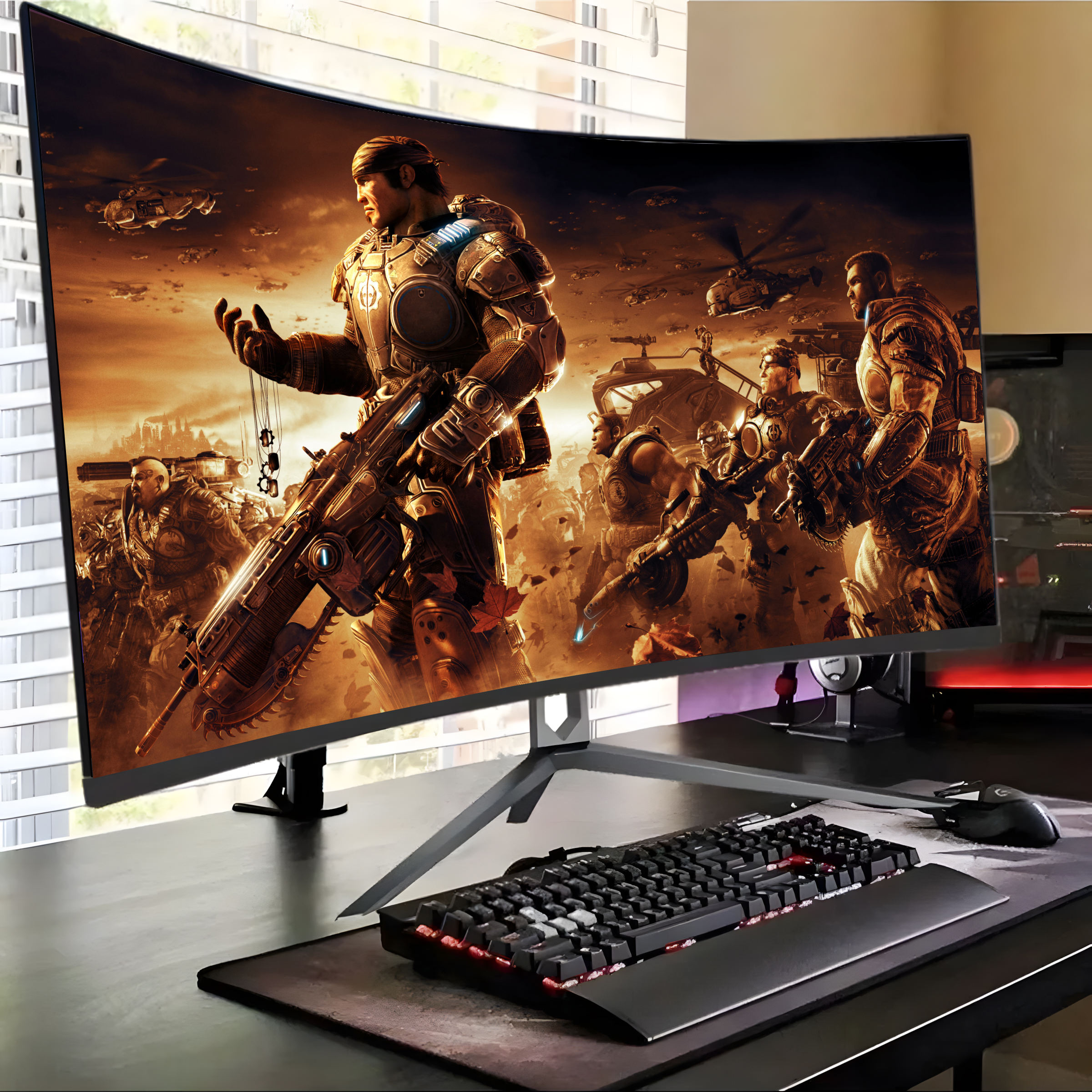 KSZN Rebekah Wholesale Factory Monitor 27/34 Inch Curved Borderless Professional 4K Gaming Monitors OEM Desktop LCD Monitors 180