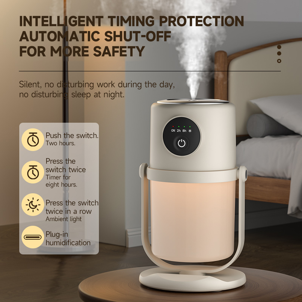 USB Powered Two Sprays Modes Recharge Small Personal Desk Cold Mist Air Humidifier with Night Light for Car Bedroom