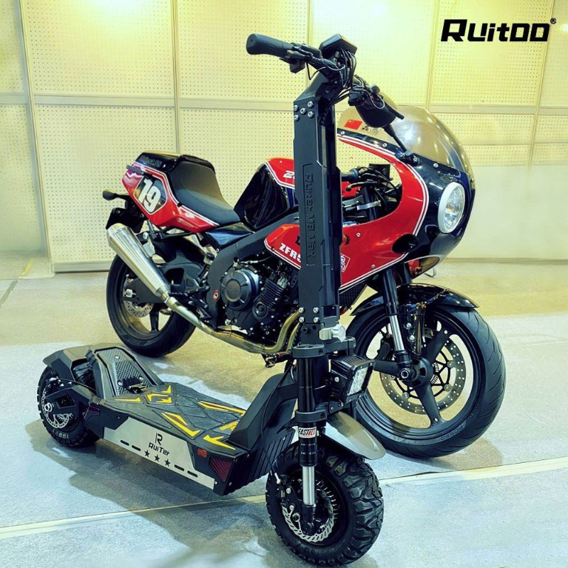 Ruitoo Factory Wholesale 72v Dual Motor Powerful Off Road Foldable Adults Fat Tire 13inch High Speed Electric Scooters