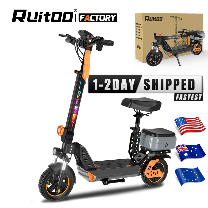 Ruitoo M4MAX Electric Scooter Motor Adults Fat Tire Motor Scooter Foldable 48v Adult with Seat Fast Powerful for Sale Disc Brake