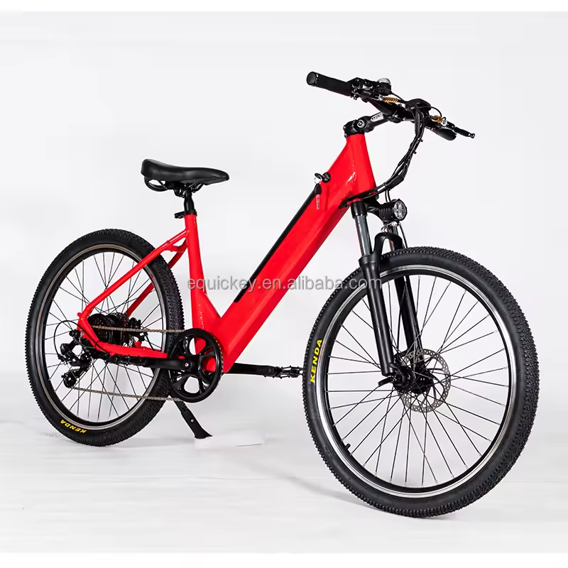 26-Inch Electric City Bicycle 36V 350W Brushless Rear Hub Motor 7-Speed Steel Frame Sensor Folding Design Smart Lithium Battery