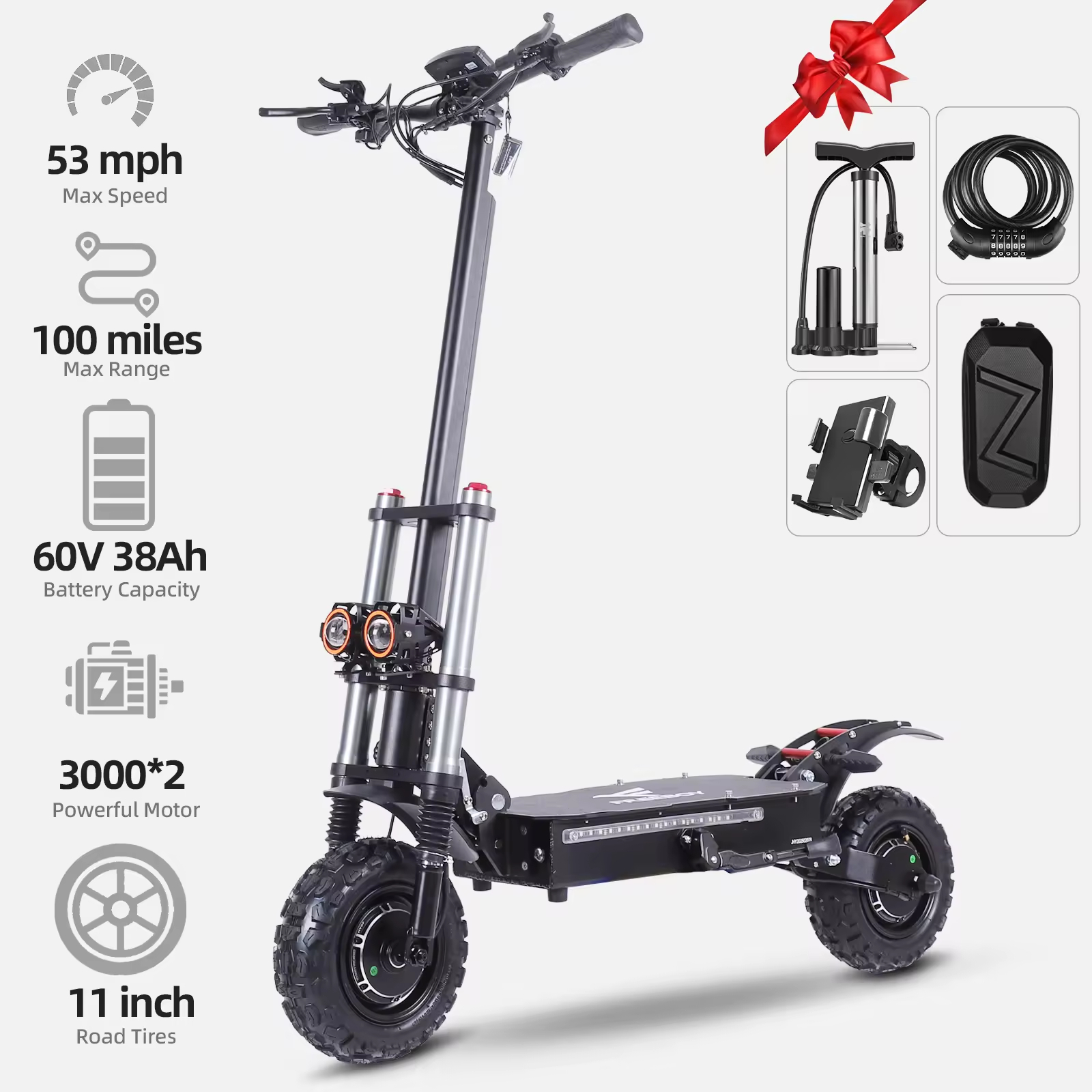 Two Whee Lintelligence Folding Electric Scooter Dual-Drive Off-Road Shock-Absorbing Folding Electric Scooter