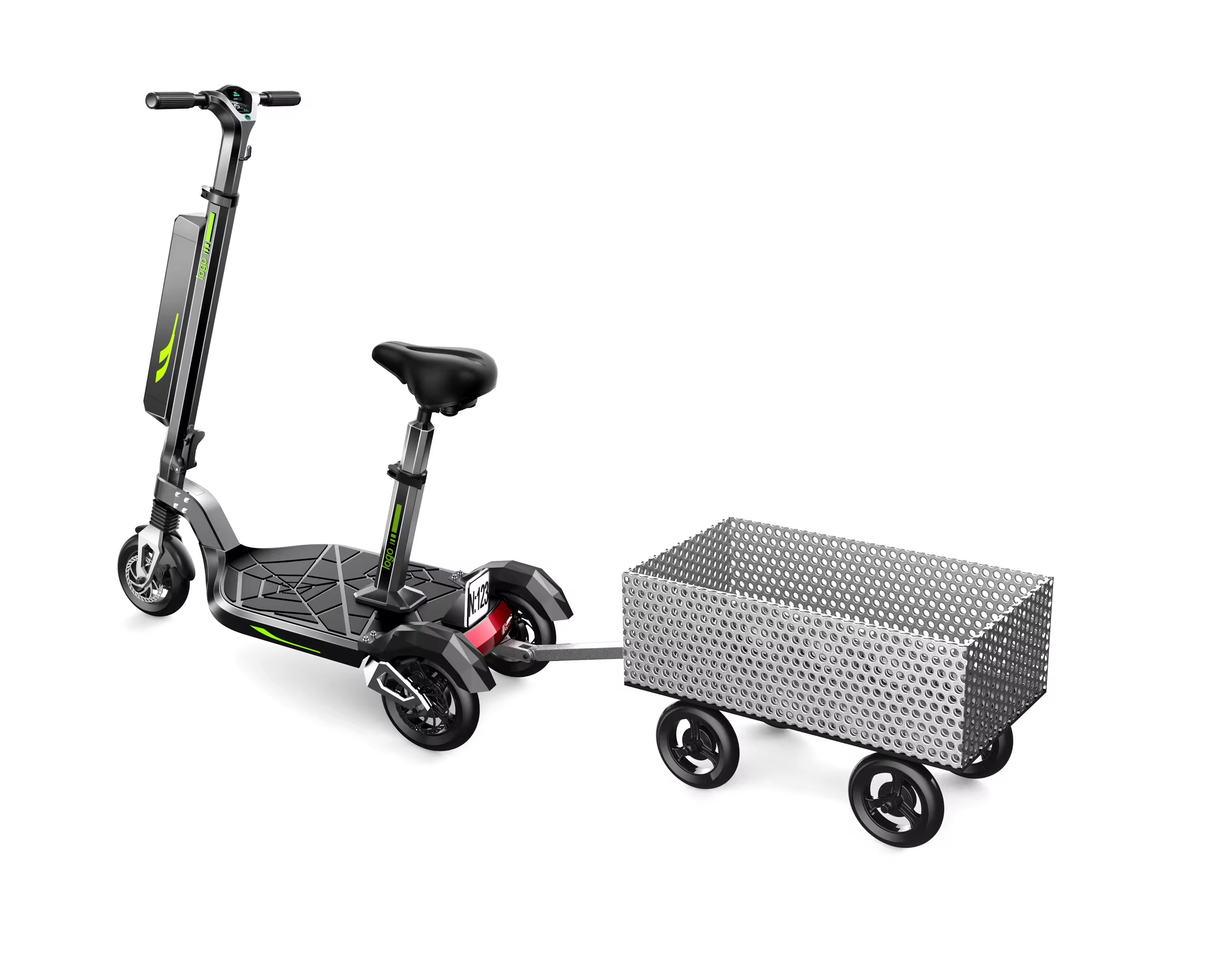 2024 New F1 Patented 500W 48V 10Ah IPX5 Foldable Digital Electric Scooter Kids Adults 3-Wheel E Scooter Trailer Sensor