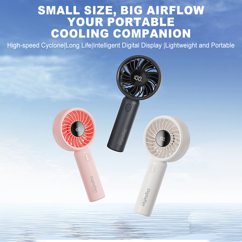 Mini Handheld Fan Portable Small Hand Design 6 Speeds 3000 MAh USB Rechargeable Battery Pocket Travel Fan with Phone Holder