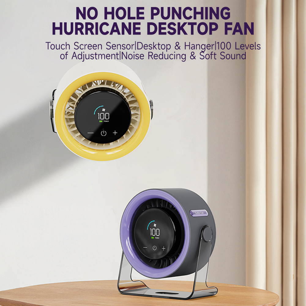 100-Speeds Adjustable Tabletop Fan Digital Display Portable Mini USB Office Fan