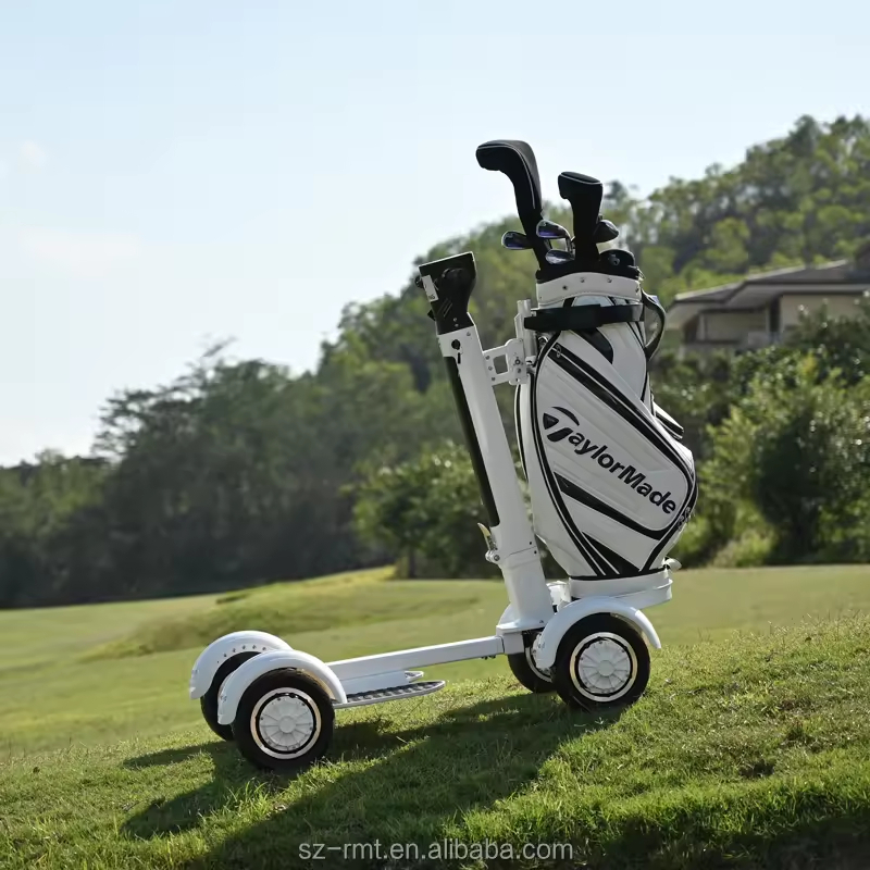 Man Riding Four-Wheel Aluminium Golf Electric Trolley with 2000W Brushless Motor 150kg Load Capacity Lithium Battery