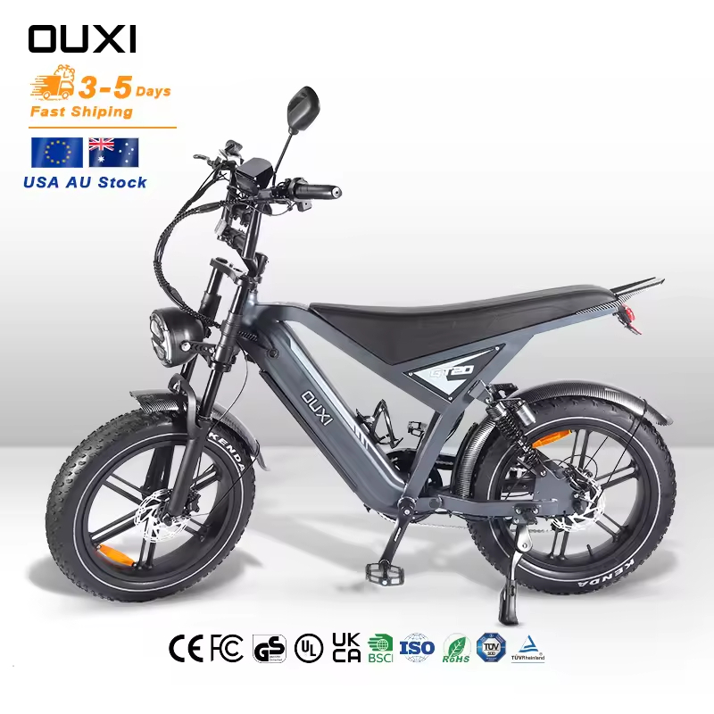 OUXI GT20 Adult Sport Electric Fat Bike Full Suspension 250W 500W 750W 1000W Motor 20x4.0 Tire E-bike AUS Stock