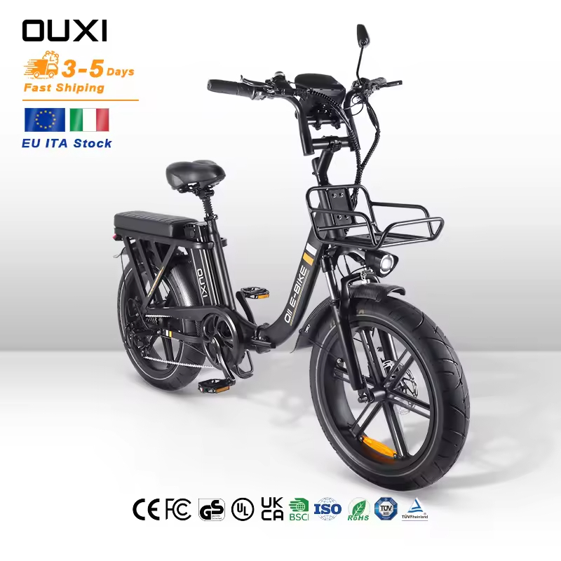OUXI Q11Aluminum Alloy 20_ Folding Electric Bike with Brushless Motor Lithium Battery 48V 250W Fat Tire in Italy Warehouse