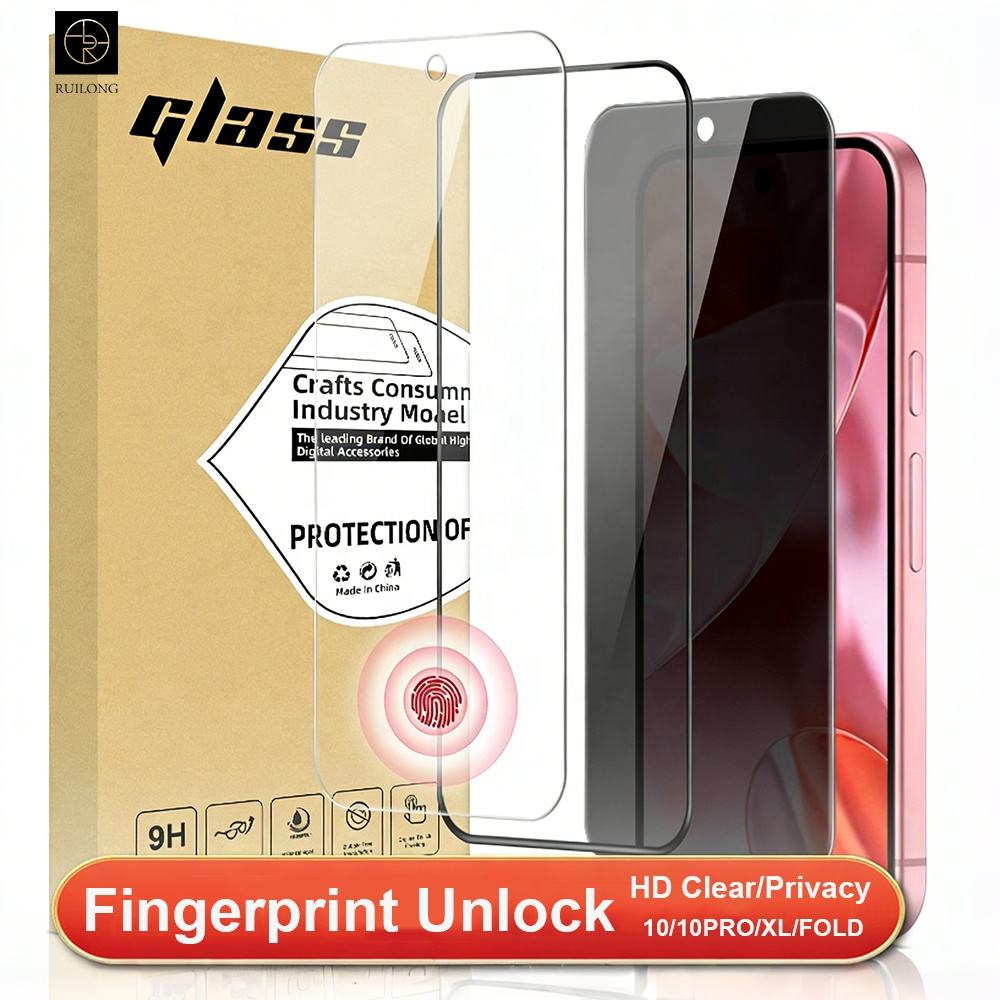 9h High Aluminum Privacy Tempered Glass Fingerprint Unlock Clear Screen Protector For Google Pixel 10 Pro Xl 9 9pro 8 8pro - Buy